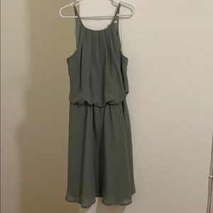 Green pleated flowy dress